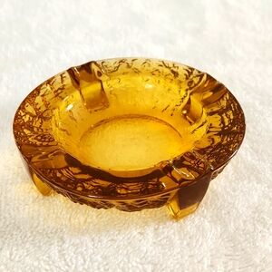 Ashtray, Vintage, footed. Amber glass